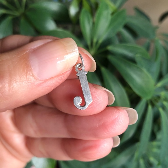 Silver Letter J Initial Pendant Charm - Picture 1 of 5